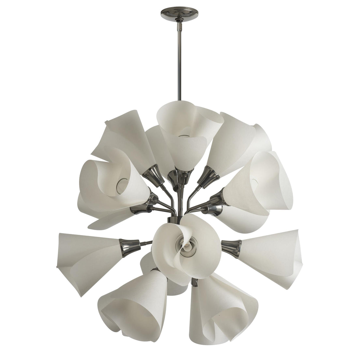 Hubbardton Forge 2021 Sterling Spun Frost (SH) Multi Mobius 16-Light Orb Pendant