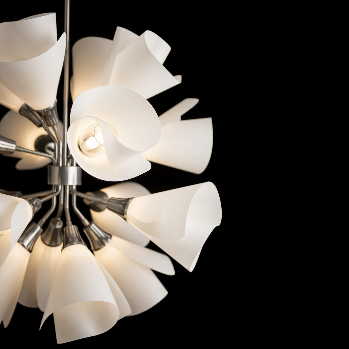 Hubbardton Forge 2021 Sterling Spun Frost (SH) Multi Mobius 16-Light Orb Pendant