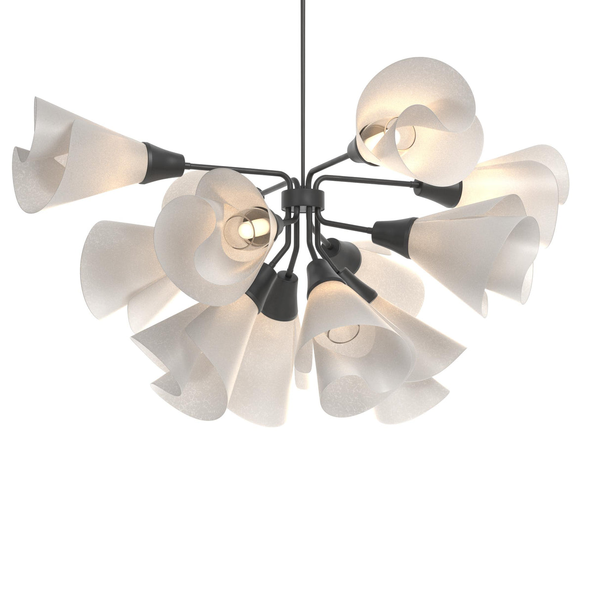 Hubbardton Forge 2020 Black Spun Frost (SH) Multi Mobius 12-Light Pendant