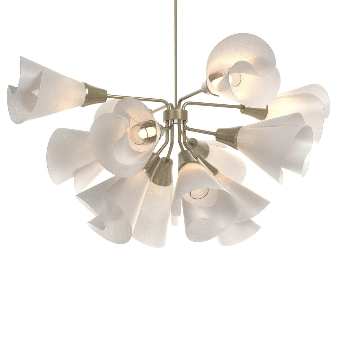 Hubbardton Forge 2020 Soft Gold Spun Frost (SH) Multi Mobius 12-Light Pendant