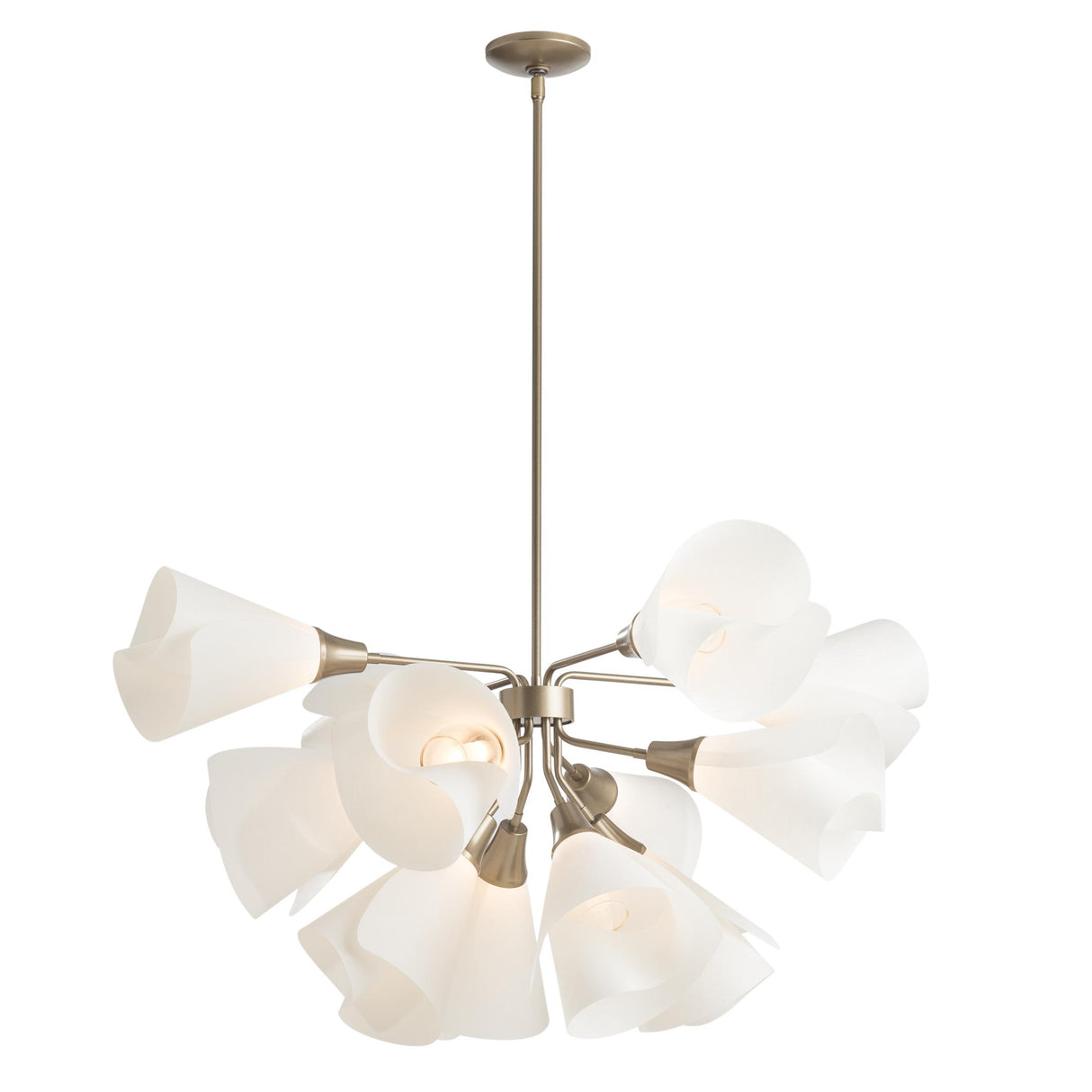 Hubbardton Forge 2020 Soft Gold Spun Frost (SH) Multi Mobius 12-Light Pendant
