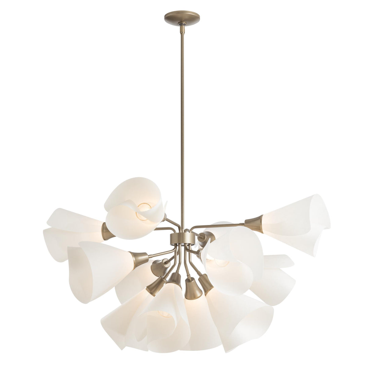 Hubbardton Forge 2020 Soft Gold Spun Frost (SH) Multi Mobius 12-Light Pendant