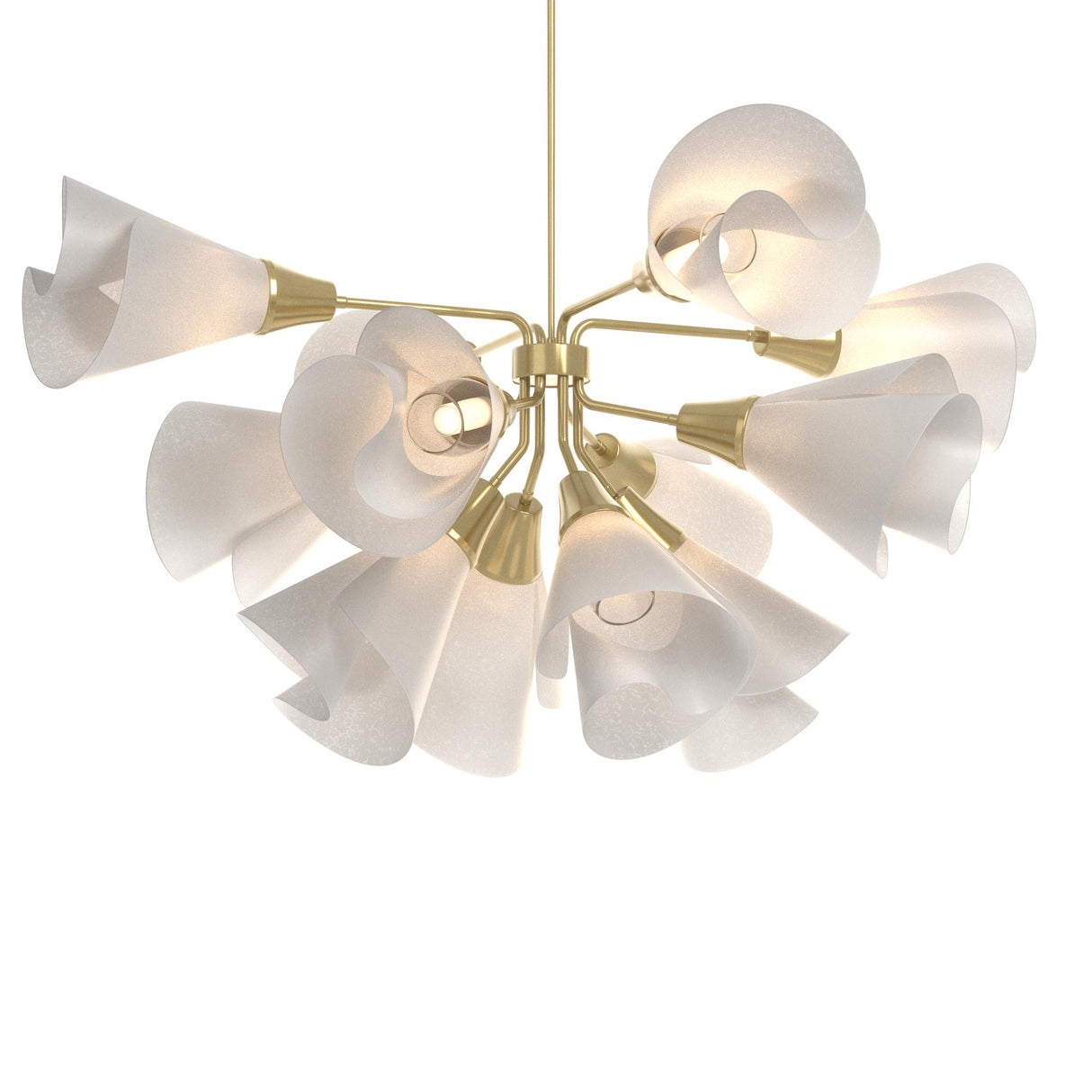 Hubbardton Forge 2020 Modern Brass Spun Frost (SH) Multi Mobius 12-Light Pendant