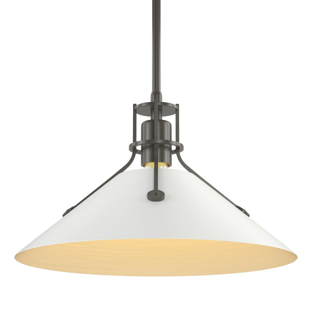 Hubbardton Forge 2022 Dark Smoke White Multi Henry Medium Steel Shade Pendant