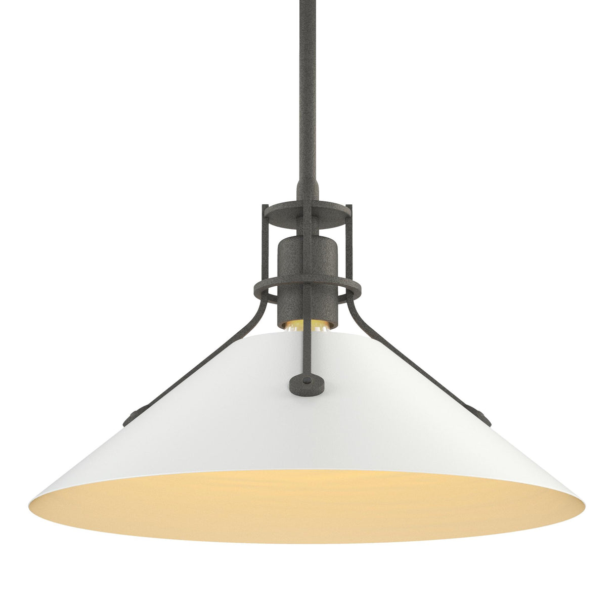 Hubbardton Forge 2022 Natural Iron White Multi Henry Medium Steel Shade Pendant
