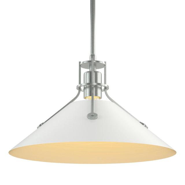 Hubbardton Forge 2022 Vintage Platinum White Multi Henry Medium Steel Shade Pendant