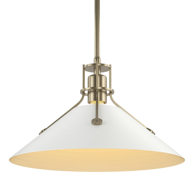 Hubbardton Forge 2022 Soft Gold White Multi Henry Medium Steel Shade Pendant