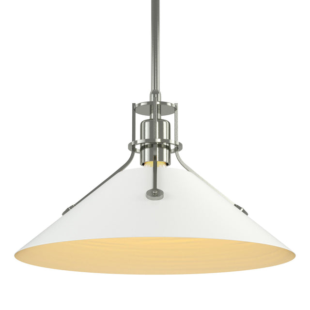 Hubbardton Forge 2022 Sterling White Multi Henry Medium Steel Shade Pendant