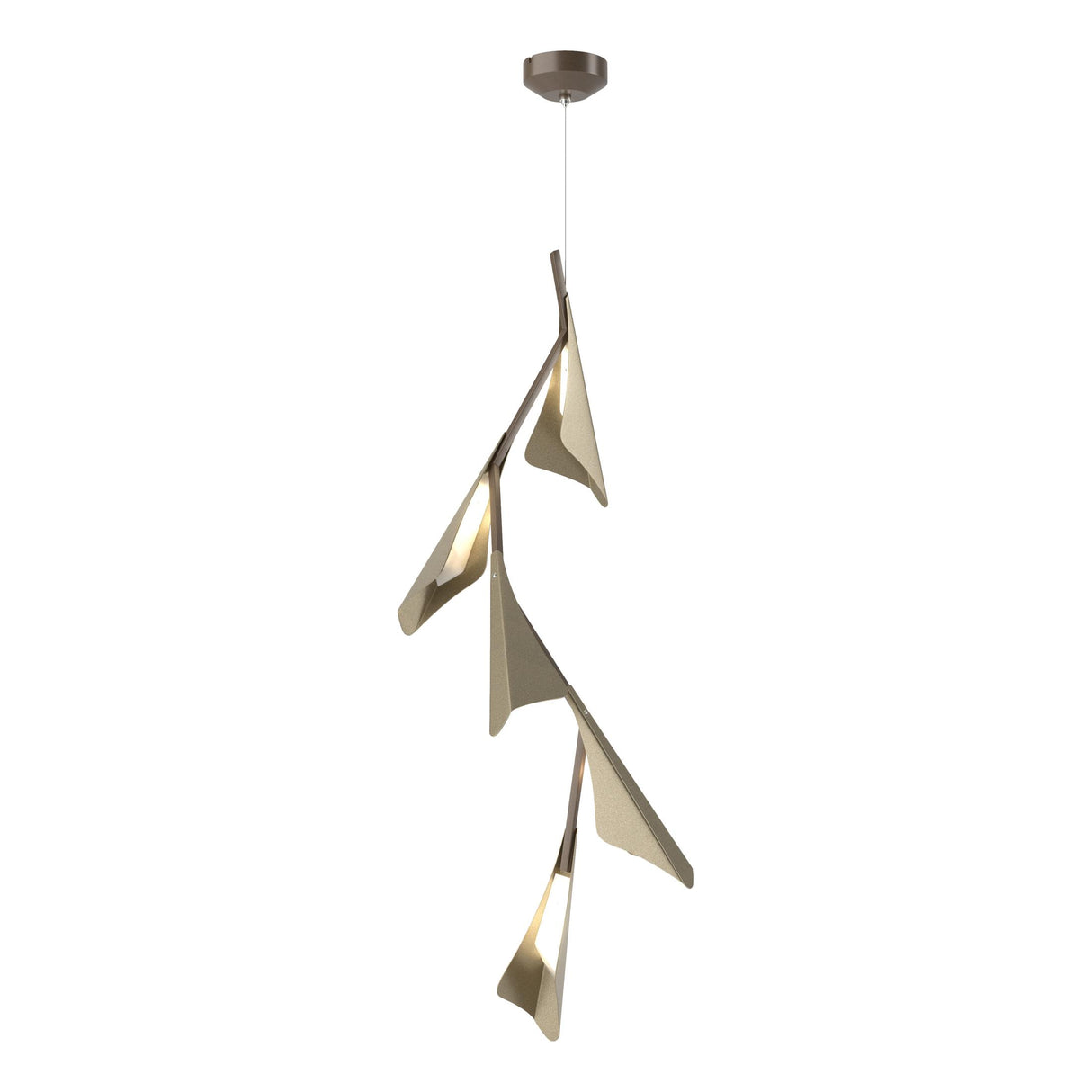 Hubbardton Forge 2020 Bronze Soft Gold Standard Plume 5-Light LED Pendant