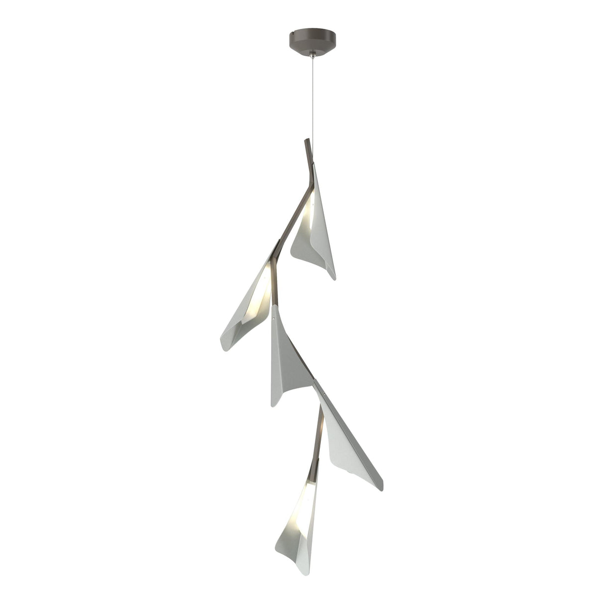 Hubbardton Forge 2020 Dark Smoke Vintage Platinum Standard Plume 5-Light LED Pendant