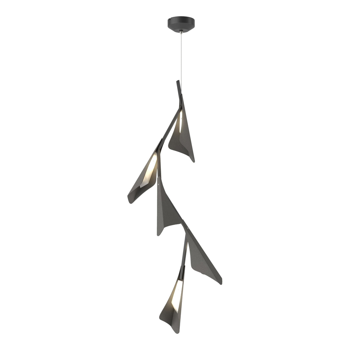 Hubbardton Forge 2020 Black Natural Iron Standard Plume 5-Light LED Pendant