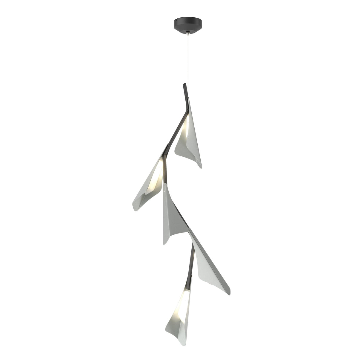 Hubbardton Forge 2020 Black Vintage Platinum Standard Plume 5-Light LED Pendant
