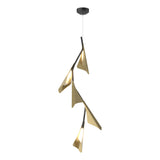 Hubbardton Forge 2020 Black Modern Brass Standard Plume 5-Light LED Pendant
