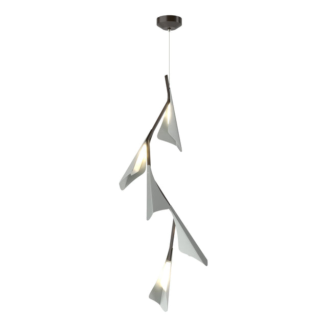 Hubbardton Forge 2020 Oil Rubbed Bronze Vintage Platinum Standard Plume 5-Light LED Pendant