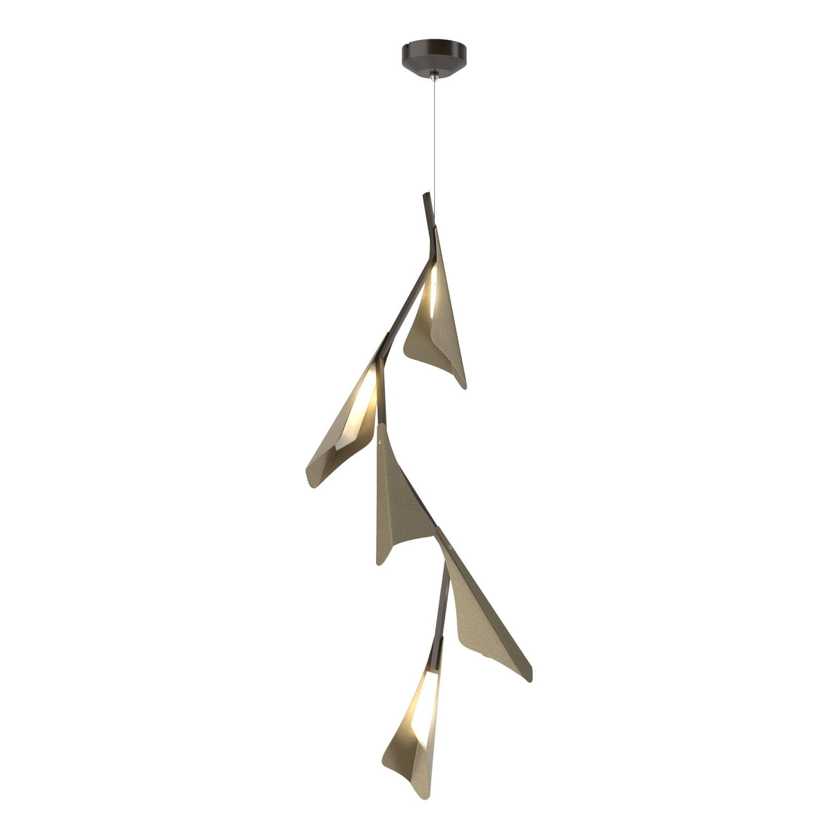 Hubbardton Forge 2020 Oil Rubbed Bronze Soft Gold Standard Plume 5-Light LED Pendant
