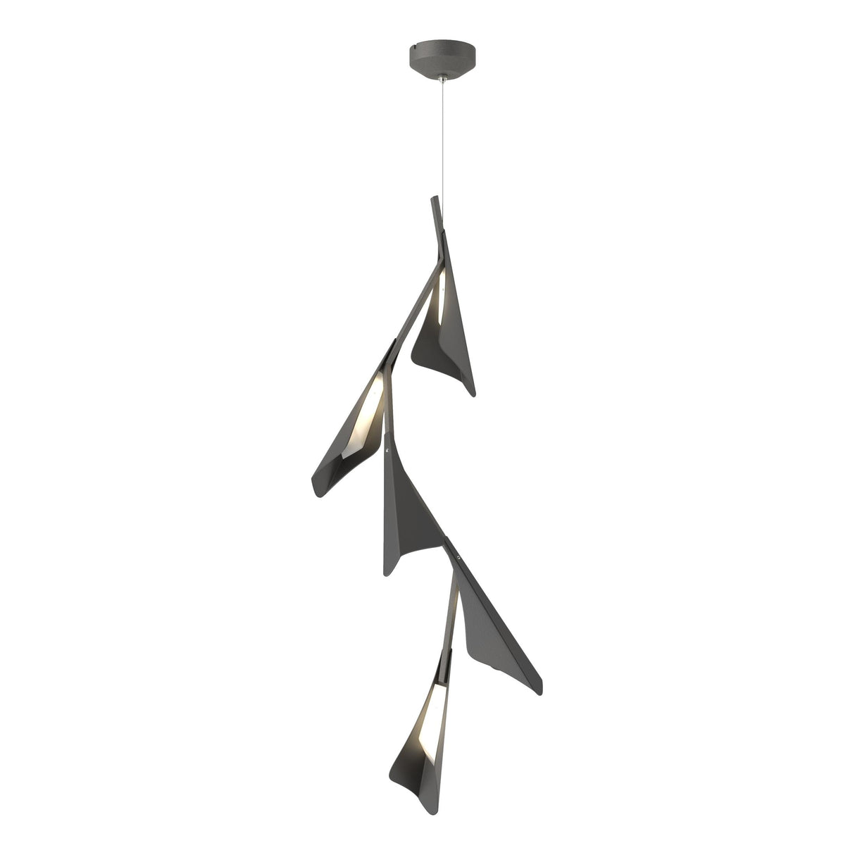 Hubbardton Forge 2020 Natural Iron Black Standard Plume 5-Light LED Pendant