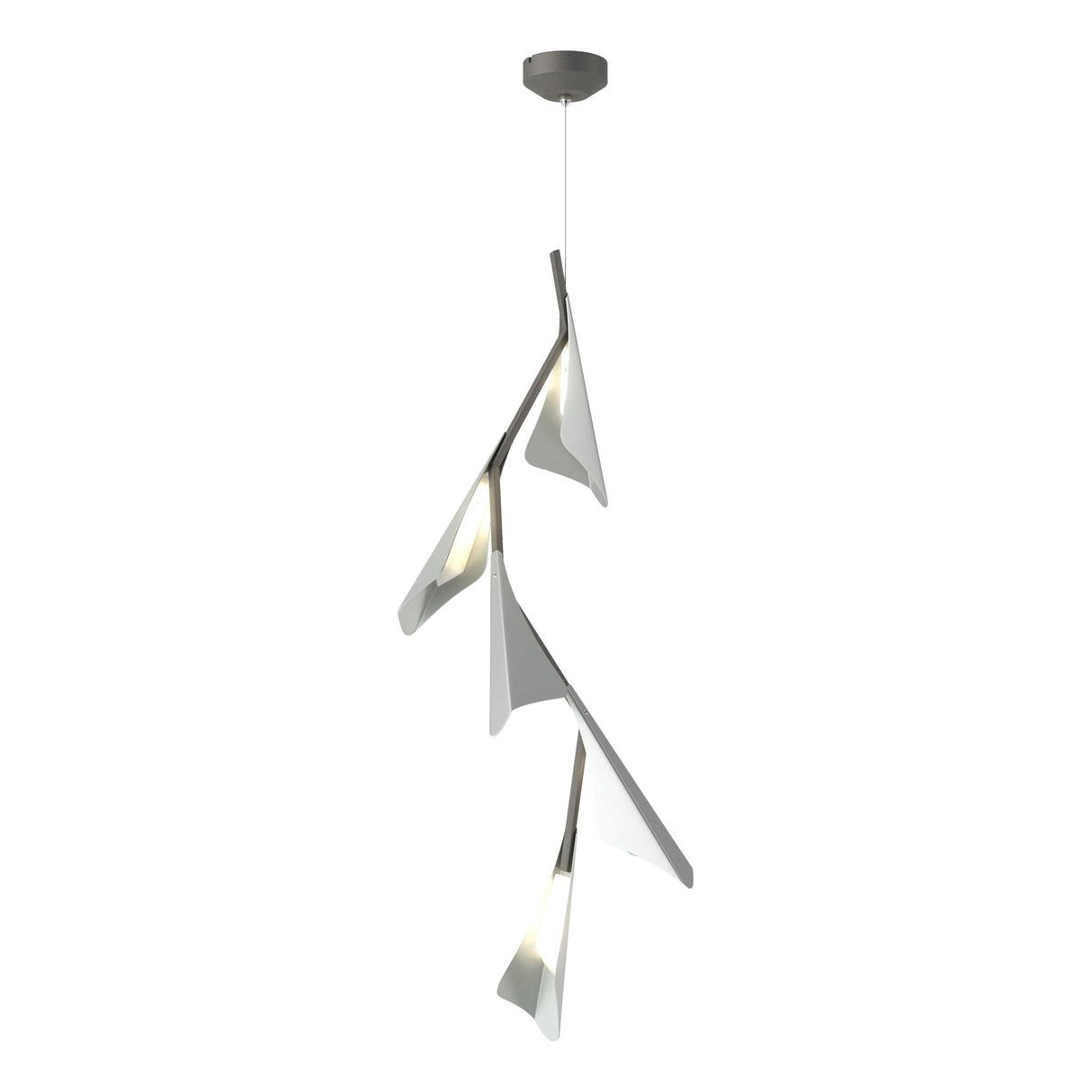 Hubbardton Forge 2020 Natural Iron Vintage Platinum Standard Plume 5-Light LED Pendant