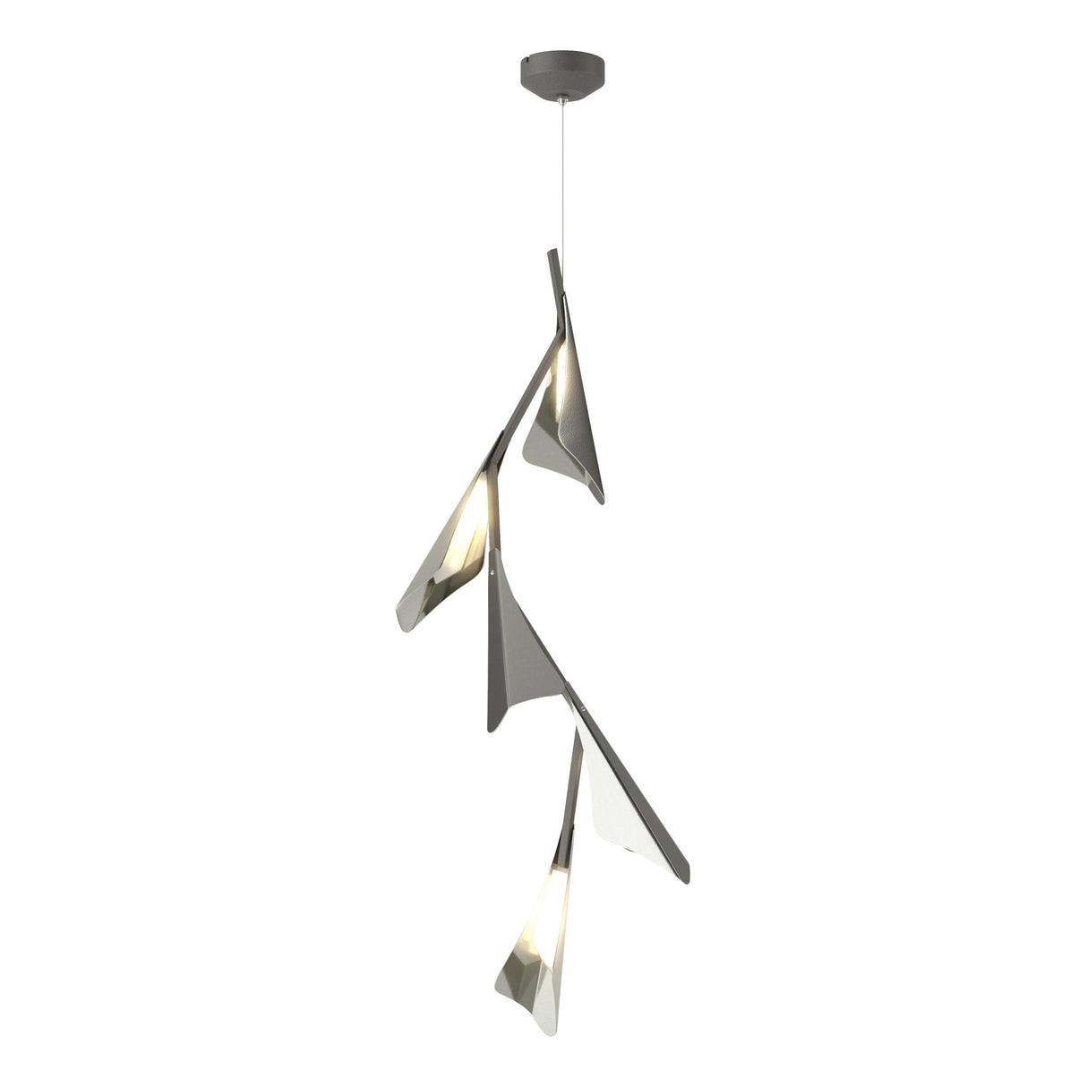 Hubbardton Forge 2020 Natural Iron Sterling Standard Plume 5-Light LED Pendant
