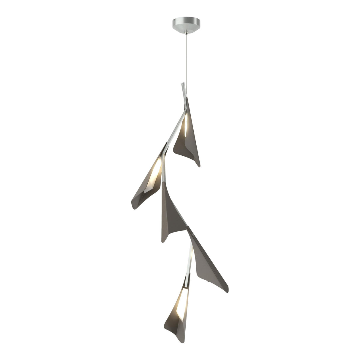 Hubbardton Forge 2020 Vintage Platinum Dark Smoke Standard Plume 5-Light LED Pendant
