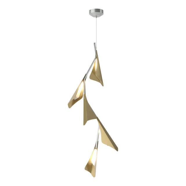 Hubbardton Forge 2020 Vintage Platinum Modern Brass Standard Plume 5-Light LED Pendant