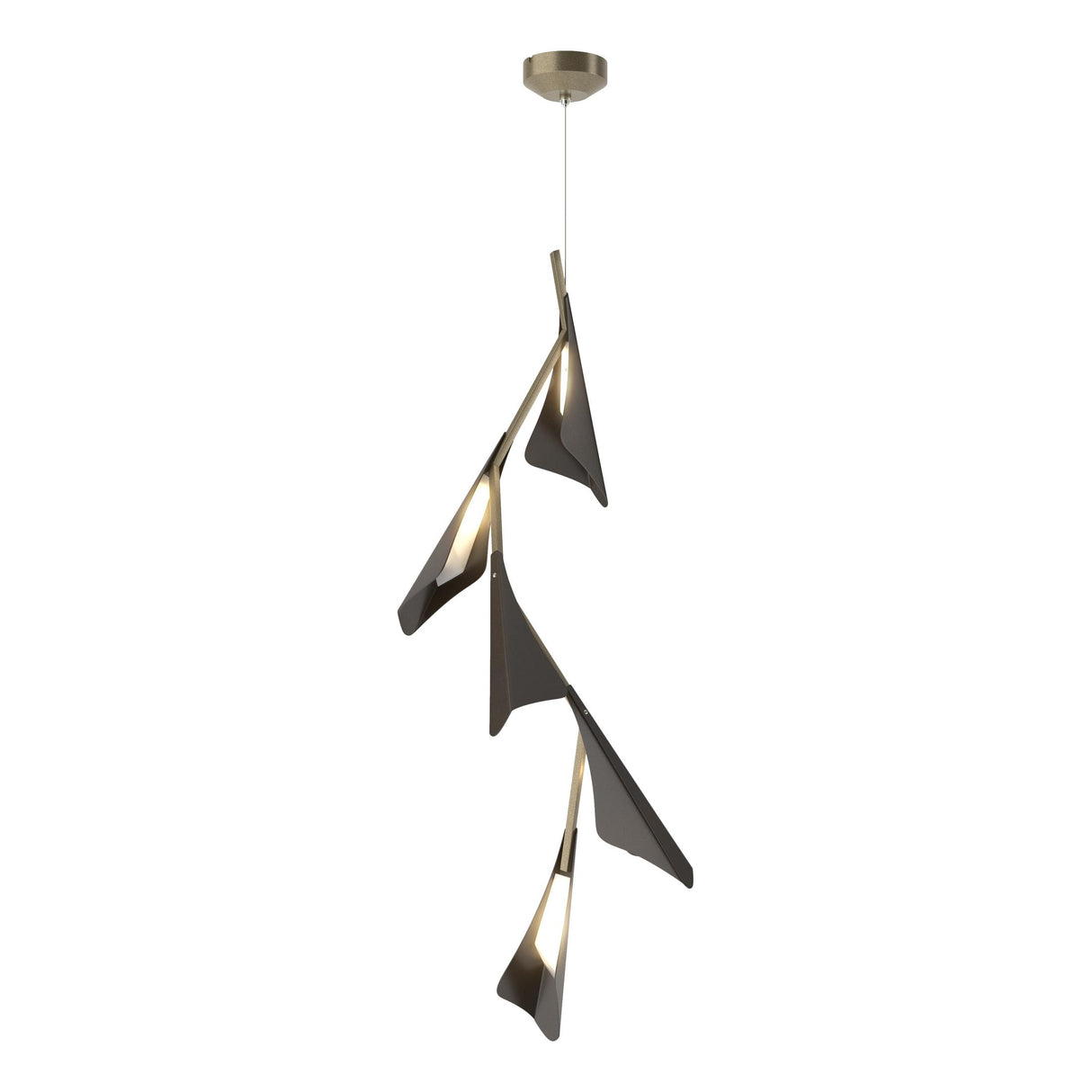 Hubbardton Forge 2020 Soft Gold Oil Rubbed Bronze Standard Plume 5-Light LED Pendant