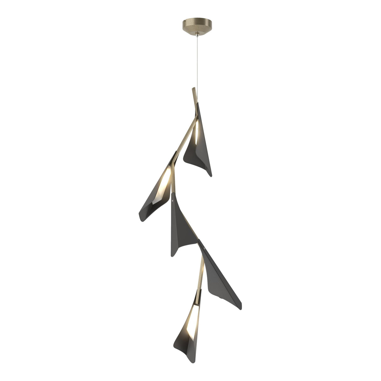 Hubbardton Forge 2020 Soft Gold Black Standard Plume 5-Light LED Pendant