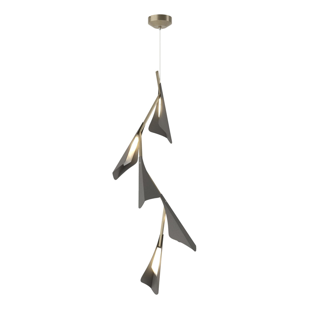 Hubbardton Forge 2020 Soft Gold Natural Iron Standard Plume 5-Light LED Pendant