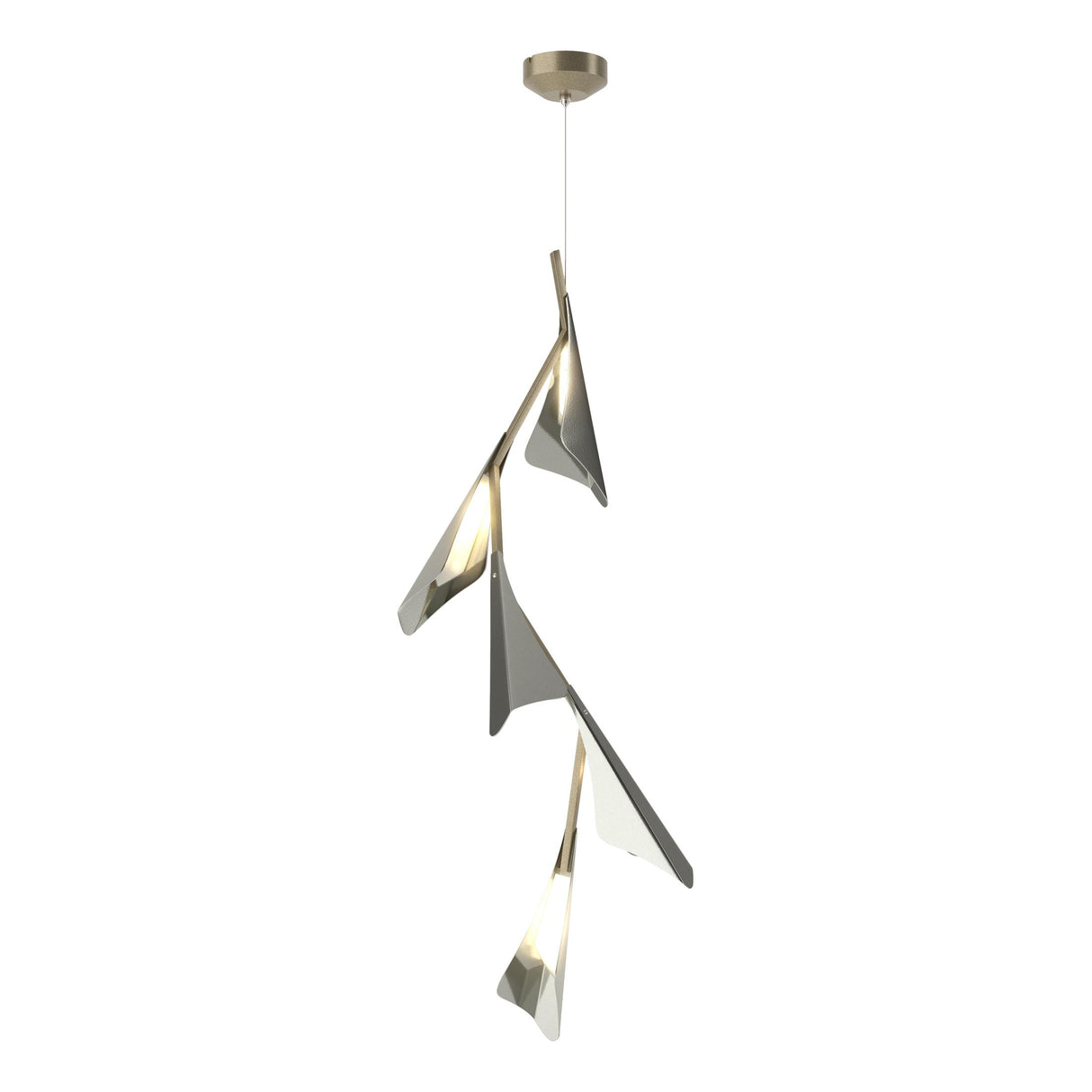 Hubbardton Forge 2020 Soft Gold Sterling Standard Plume 5-Light LED Pendant