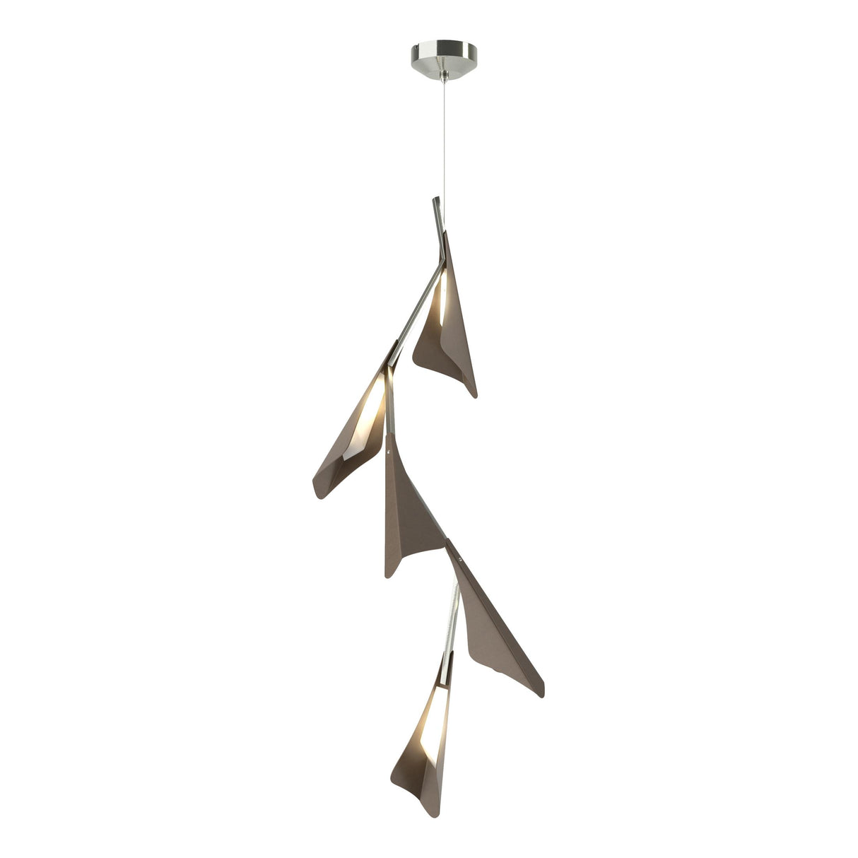 Hubbardton Forge 2020 Sterling Bronze Standard Plume 5-Light LED Pendant