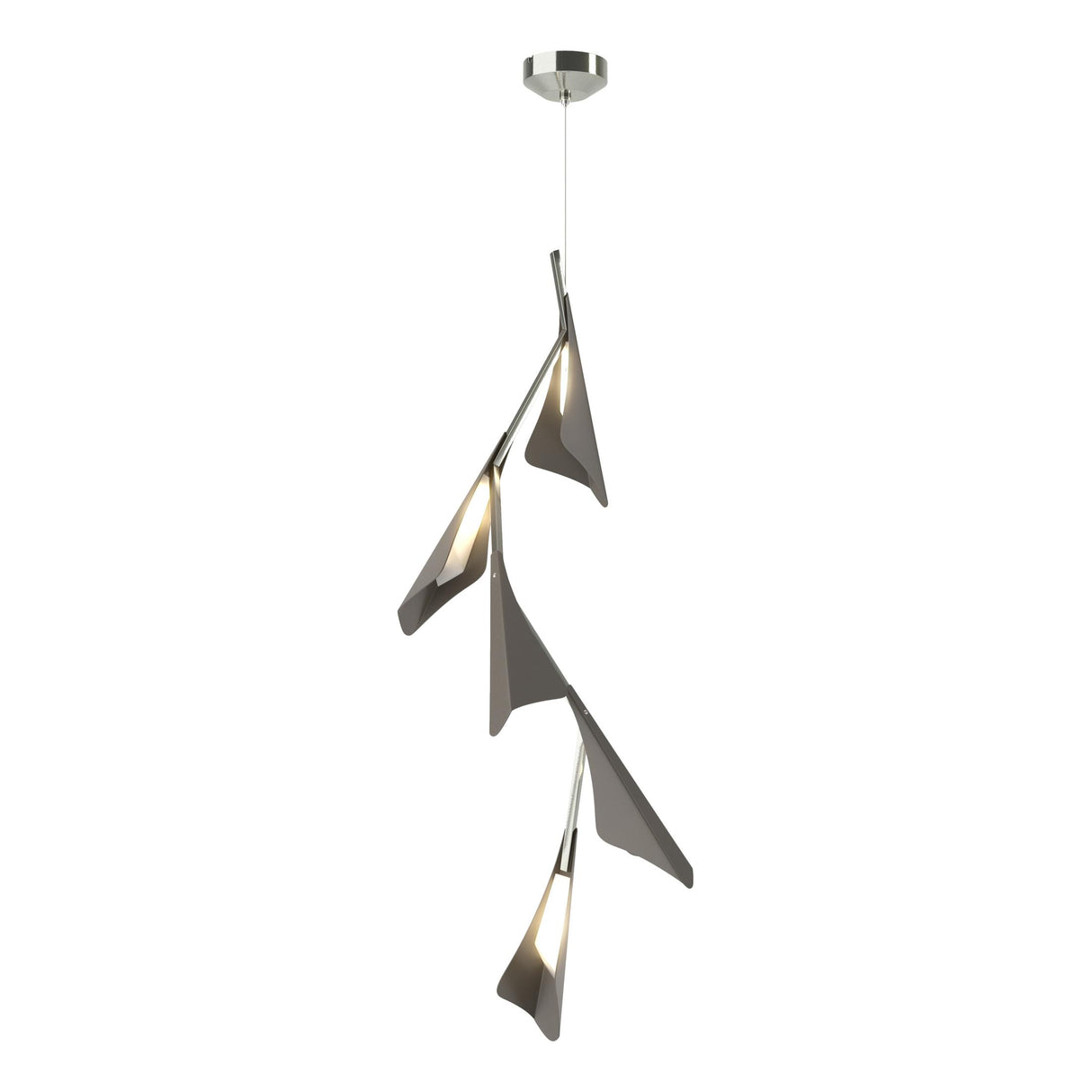 Hubbardton Forge 2020 Sterling Dark Smoke Standard Plume 5-Light LED Pendant