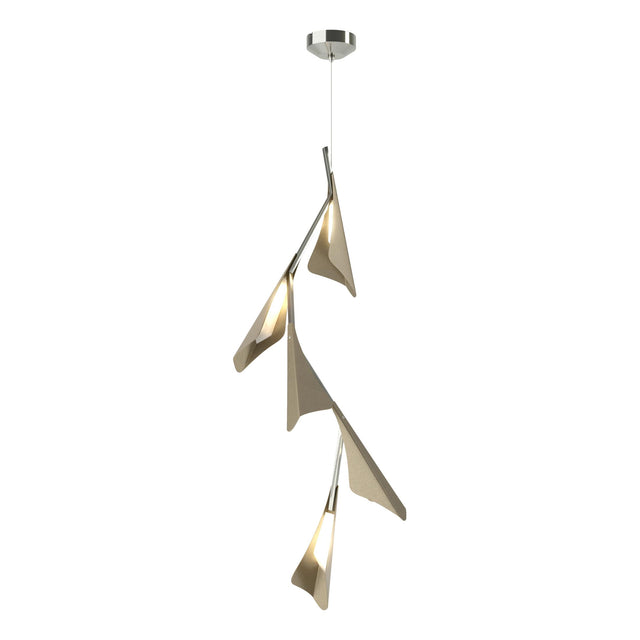 Hubbardton Forge 2020 Sterling Soft Gold Standard Plume 5-Light LED Pendant