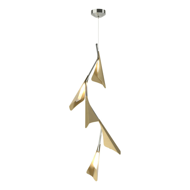 Hubbardton Forge 2020 Sterling Modern Brass Standard Plume 5-Light LED Pendant