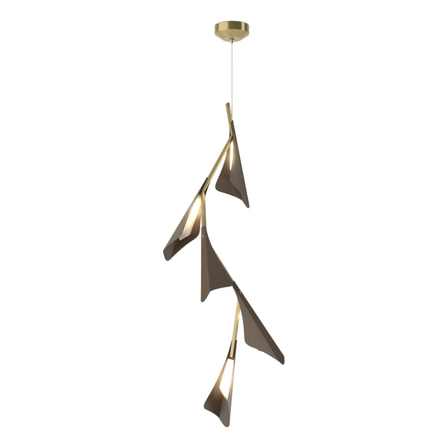 Hubbardton Forge 2020 Modern Brass Bronze Standard Plume 5-Light LED Pendant