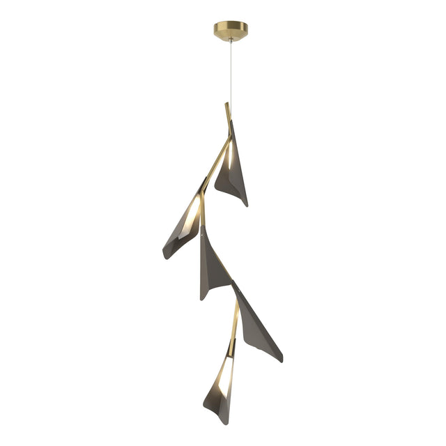 Hubbardton Forge 2020 Modern Brass Dark Smoke Standard Plume 5-Light LED Pendant