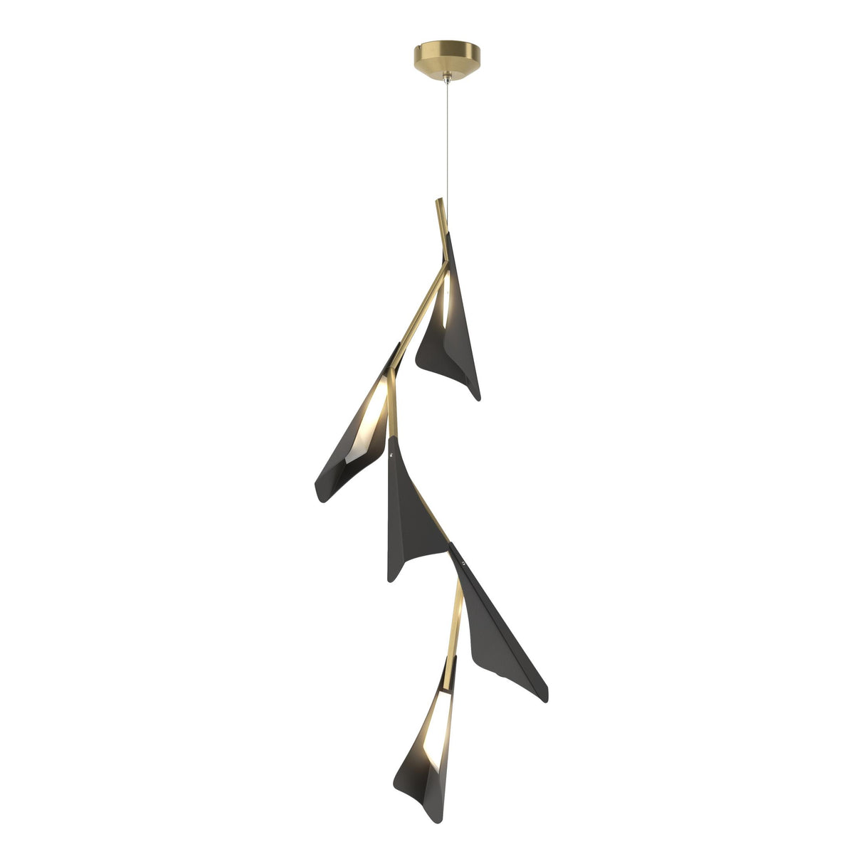Hubbardton Forge 2020 Modern Brass Black Standard Plume 5-Light LED Pendant