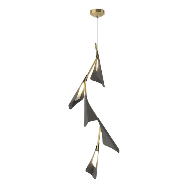 Hubbardton Forge 2020 Modern Brass Natural Iron Standard Plume 5-Light LED Pendant