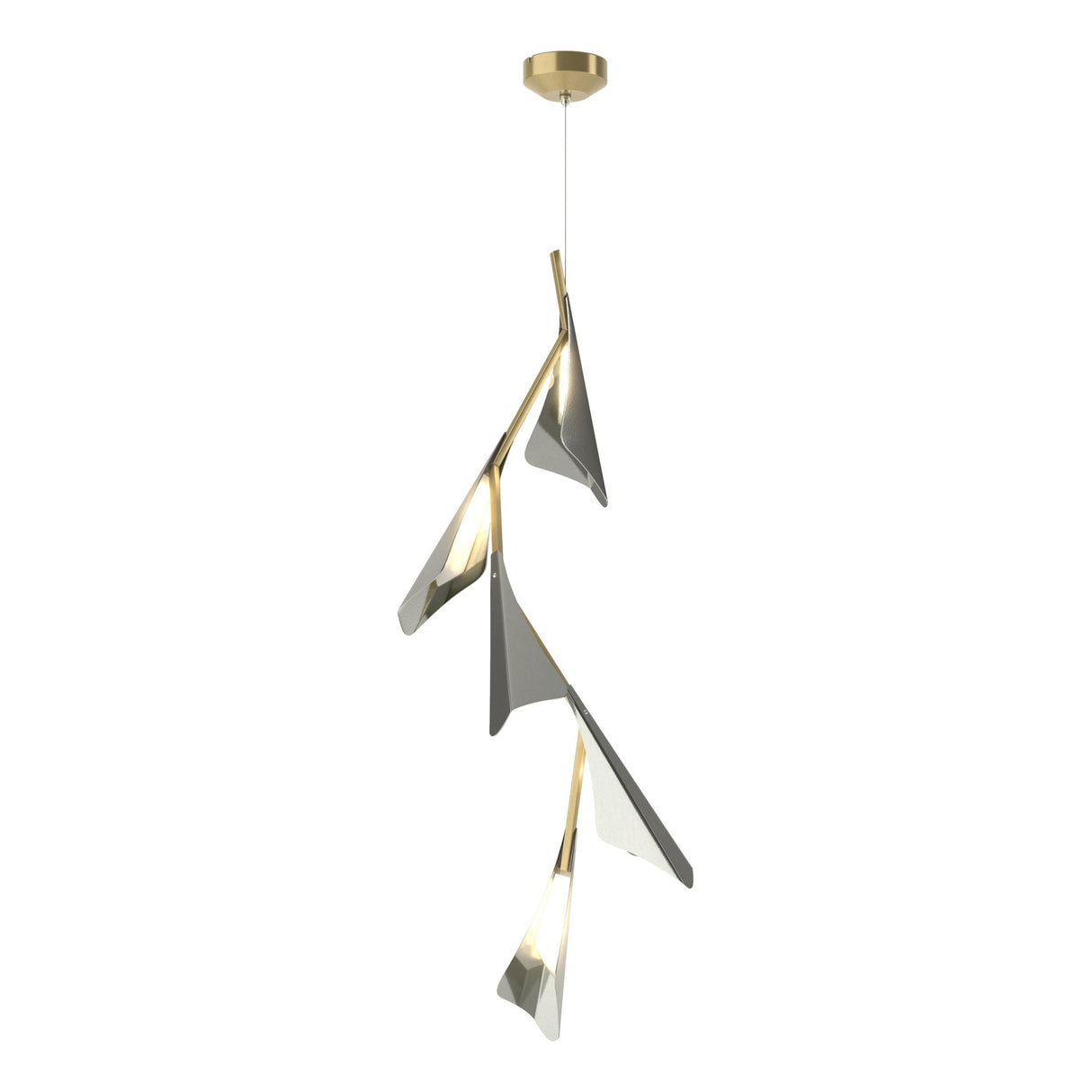Hubbardton Forge 2020 Modern Brass Sterling Standard Plume 5-Light LED Pendant
