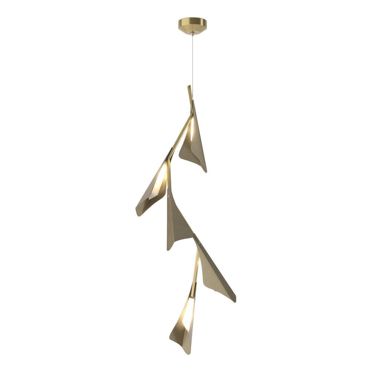 Hubbardton Forge 2020 Modern Brass Soft Gold Standard Plume 5-Light LED Pendant