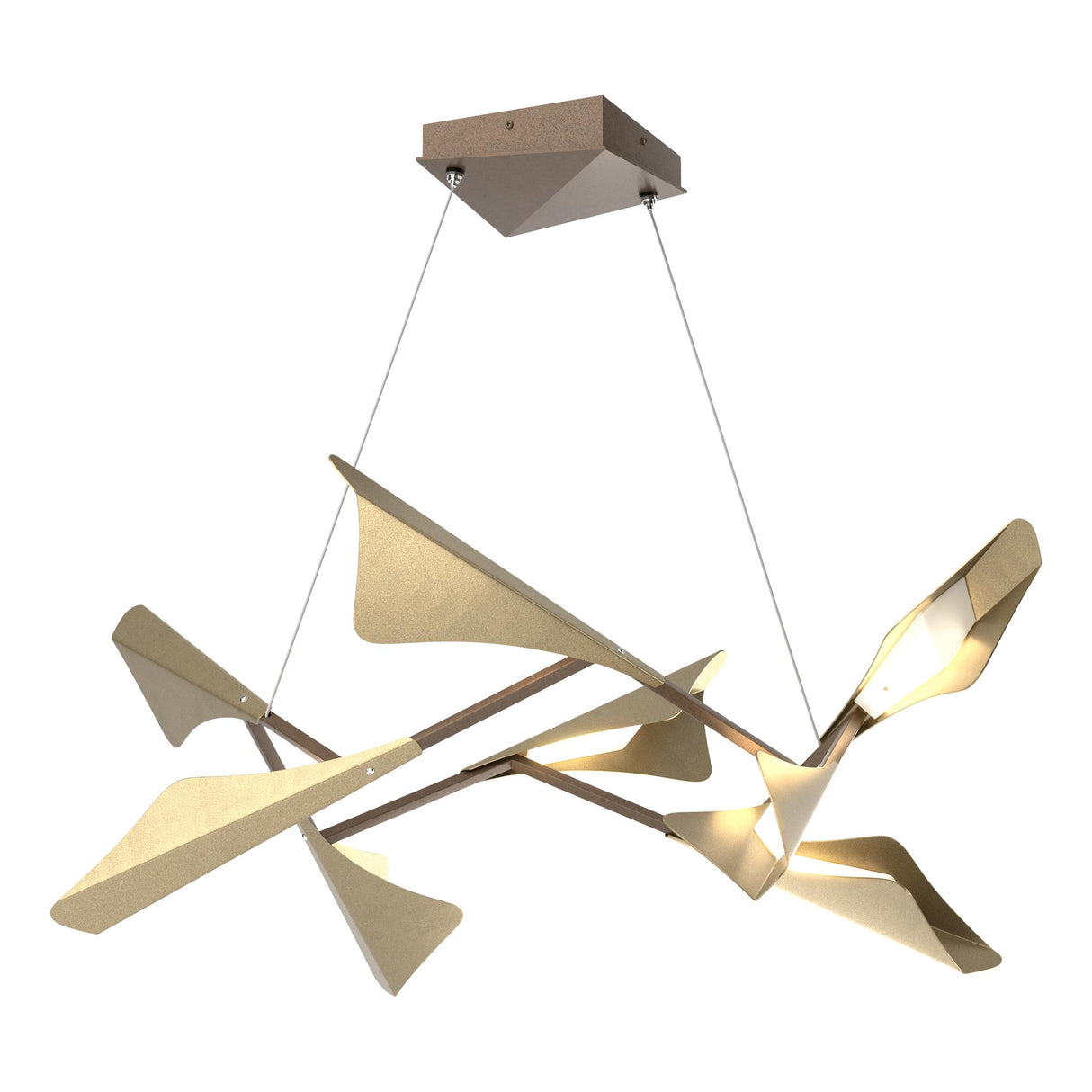 Hubbardton Forge 2020 Bronze Soft Gold Standard Plume 8-Light LED Pendant