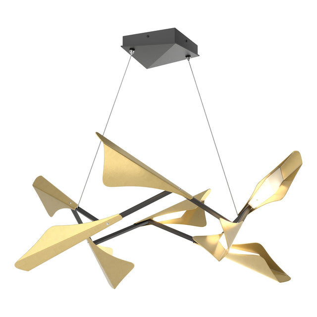 Hubbardton Forge 2020 Black Modern Brass Standard Plume 8-Light LED Pendant