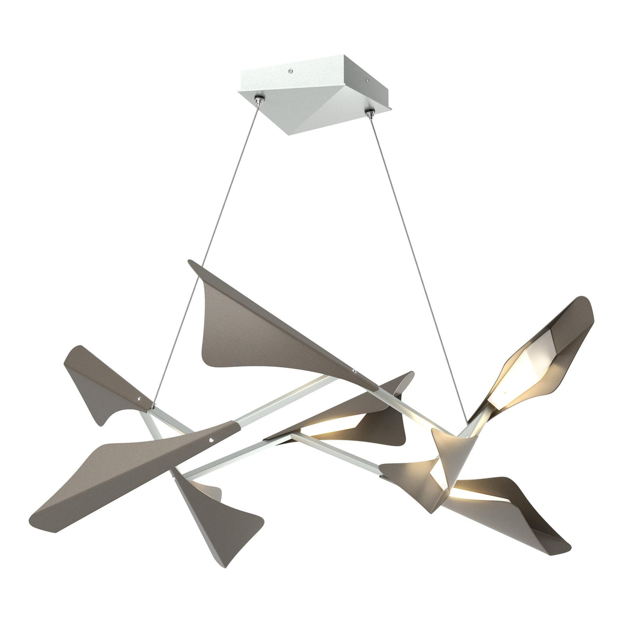 Hubbardton Forge 2020 Vintage Platinum Dark Smoke Standard Plume 8-Light LED Pendant