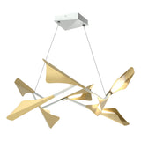 Hubbardton Forge 2020 Vintage Platinum Modern Brass Standard Plume 8-Light LED Pendant