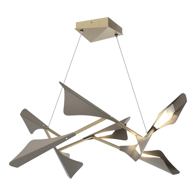 Hubbardton Forge 2020 Soft Gold Dark Smoke Standard Plume 8-Light LED Pendant