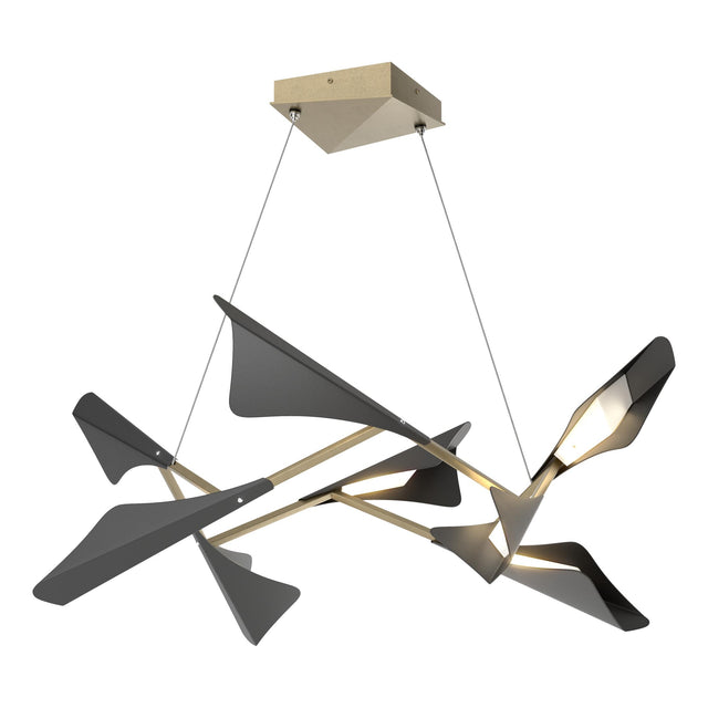 Hubbardton Forge 2020 Soft Gold Black Standard Plume 8-Light LED Pendant