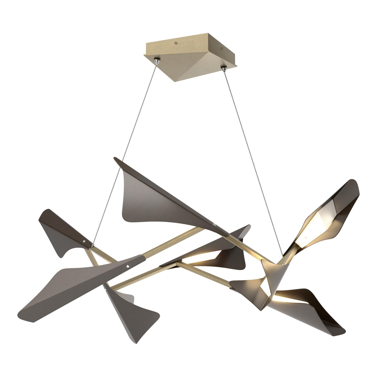 Hubbardton Forge 2020 Soft Gold Oil Rubbed Bronze Standard Plume 8-Light LED Pendant