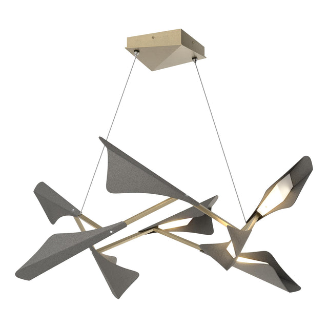 Hubbardton Forge 2020 Soft Gold Natural Iron Standard Plume 8-Light LED Pendant