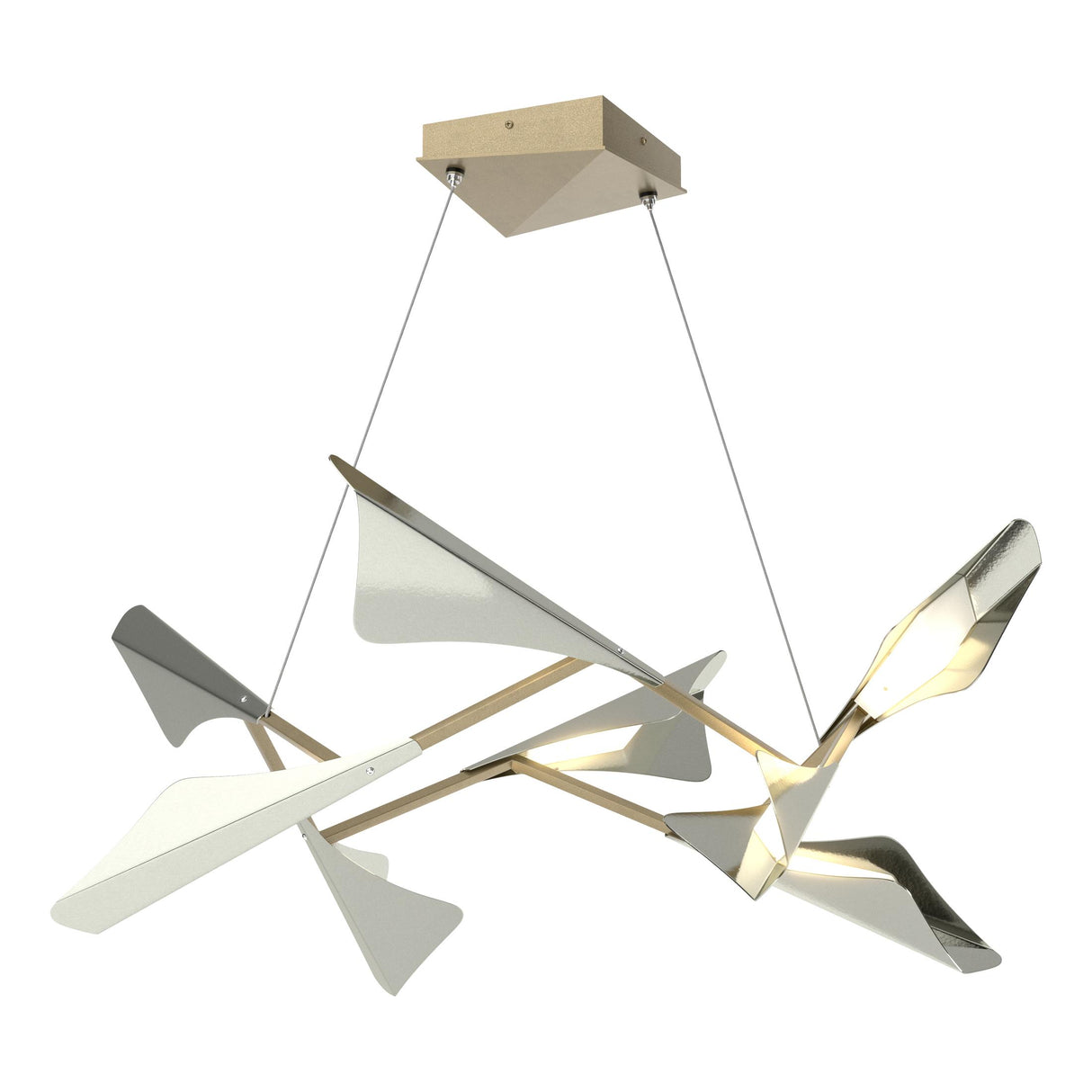 Hubbardton Forge 2020 Soft Gold Sterling Standard Plume 8-Light LED Pendant