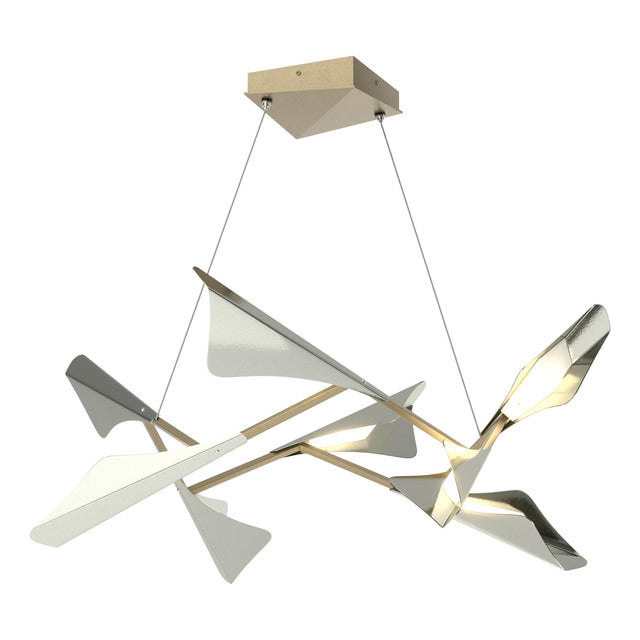Hubbardton Forge 2020 Soft Gold Sterling Standard Plume 8-Light LED Pendant