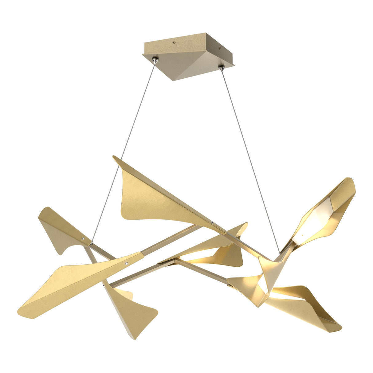 Hubbardton Forge 2020 Soft Gold Modern Brass Standard Plume 8-Light LED Pendant