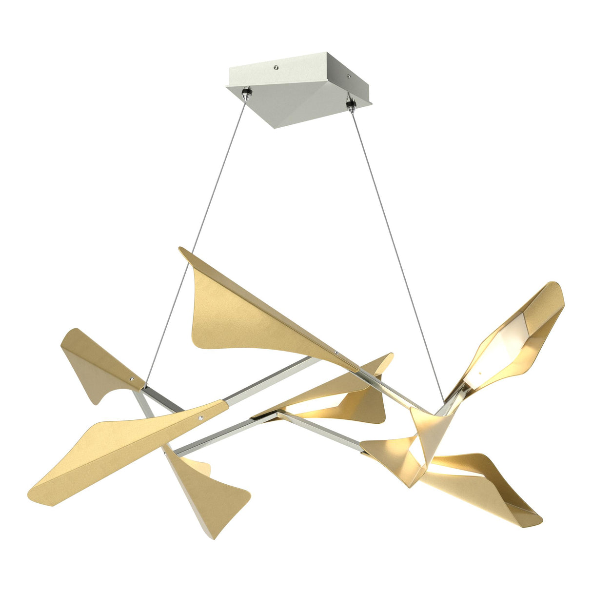 Hubbardton Forge 2020 Sterling Modern Brass Standard Plume 8-Light LED Pendant